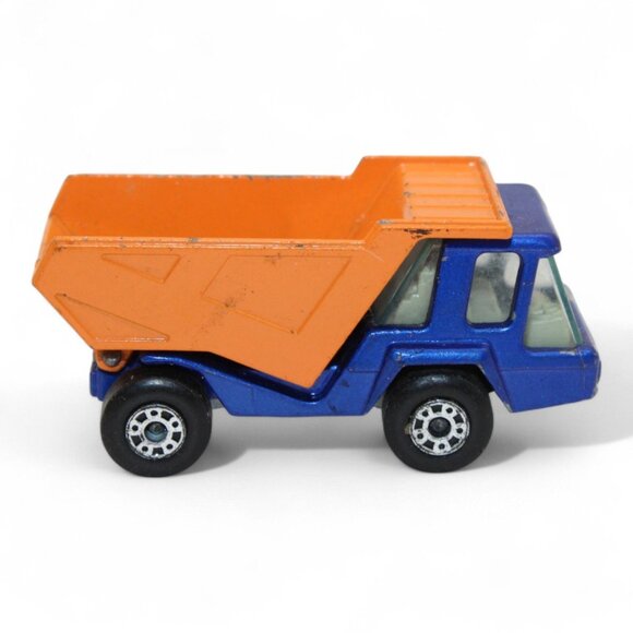 Vintage 1975 Lesney Matchbox #23 Atlas Dump Truck Blue & Orange Die-Cast Toy Eng - Picture 4 of 7